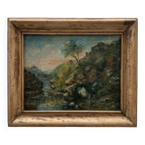 Oil on canvas, bucolic landscape, early 20th century