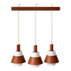 Vintage 3-light suspension in teak and white opaline – 1960s/70s