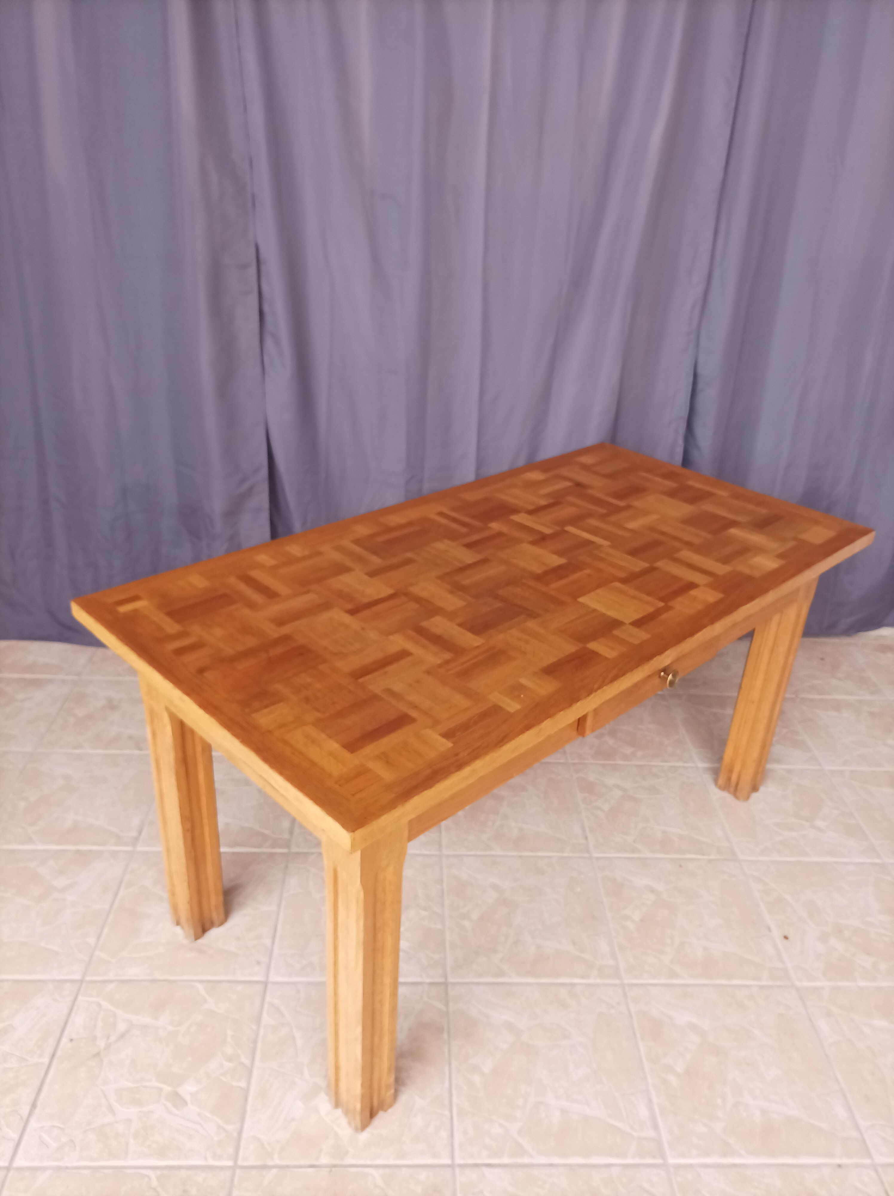 Vintage table in solid white oak