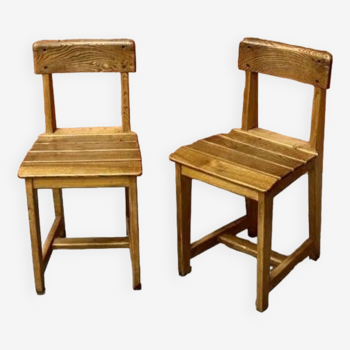 Reconstruction style wooden chairs (set of 2)