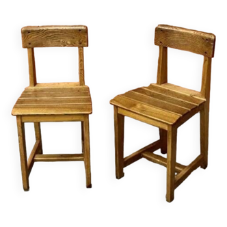 Reconstruction style wooden chairs (set of 2)