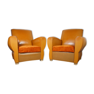 Pair of club chairs in skai 1960