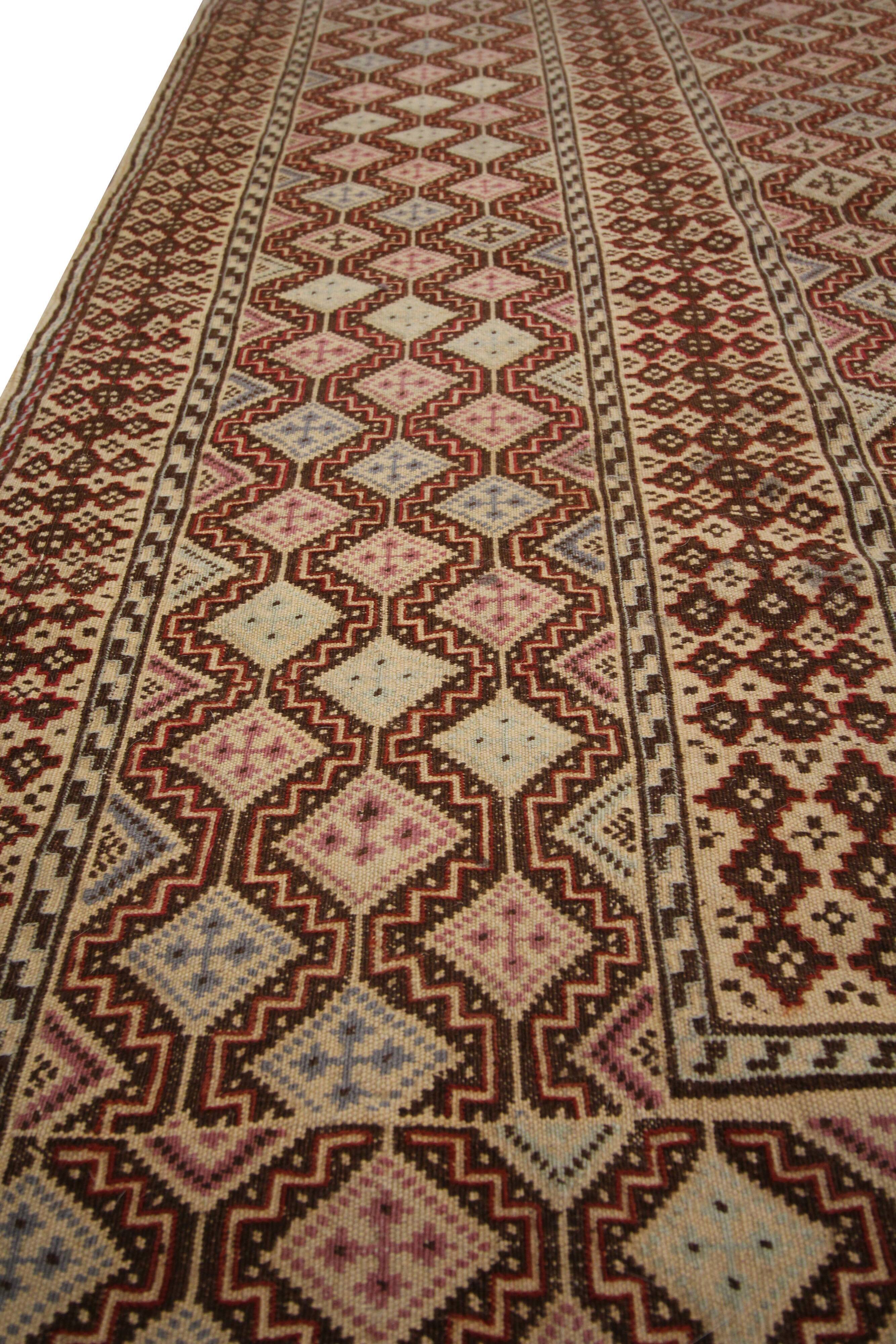 Antique afghan soumakh rug handmade oriental wool flat woven rug- 190x300cm