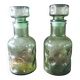 Paire de carafes en verre vert, années 70