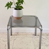 1970s coffee table glass and chrome steel