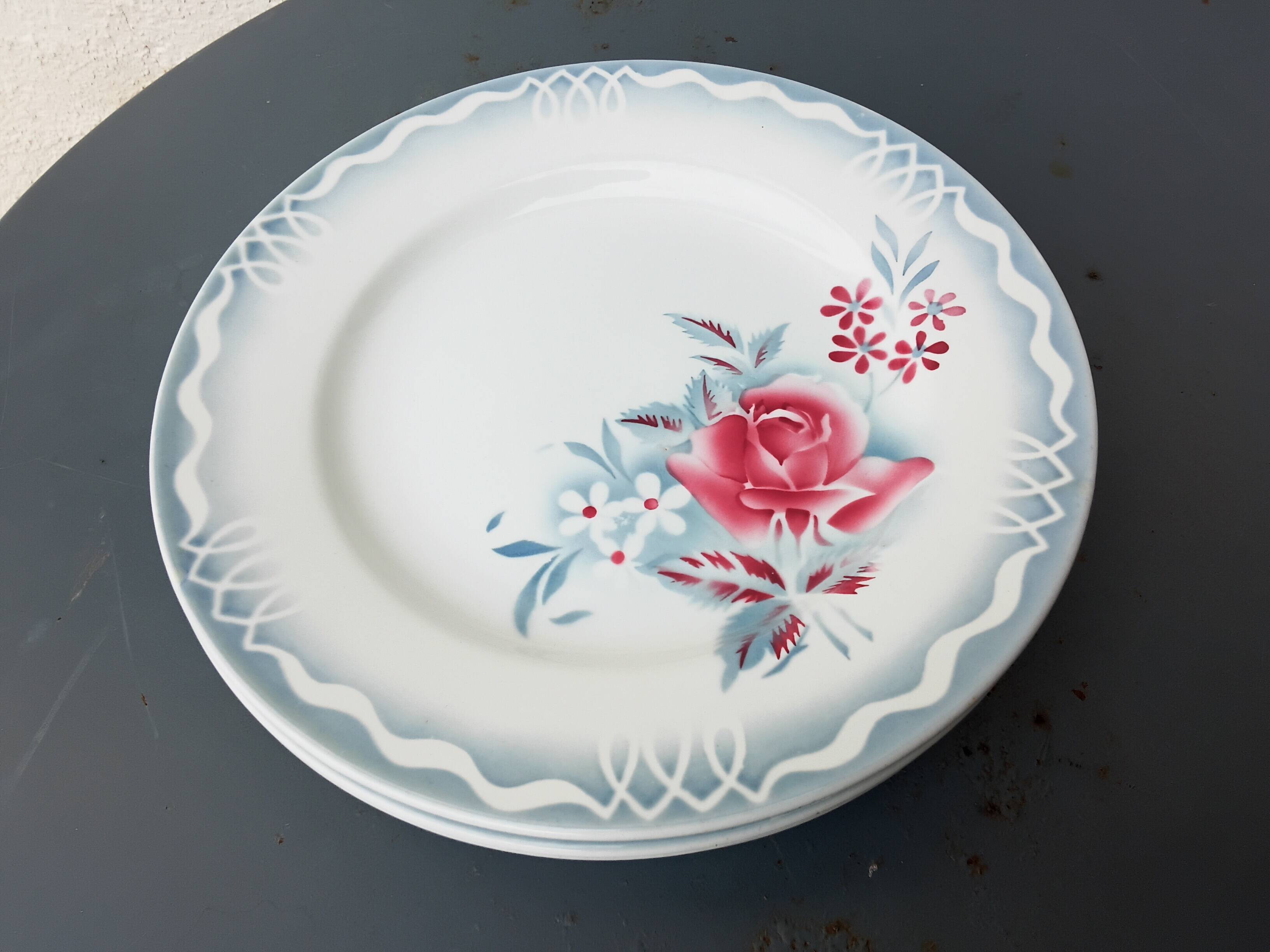 Set of 4 flat plates Digoin Sarreguemines