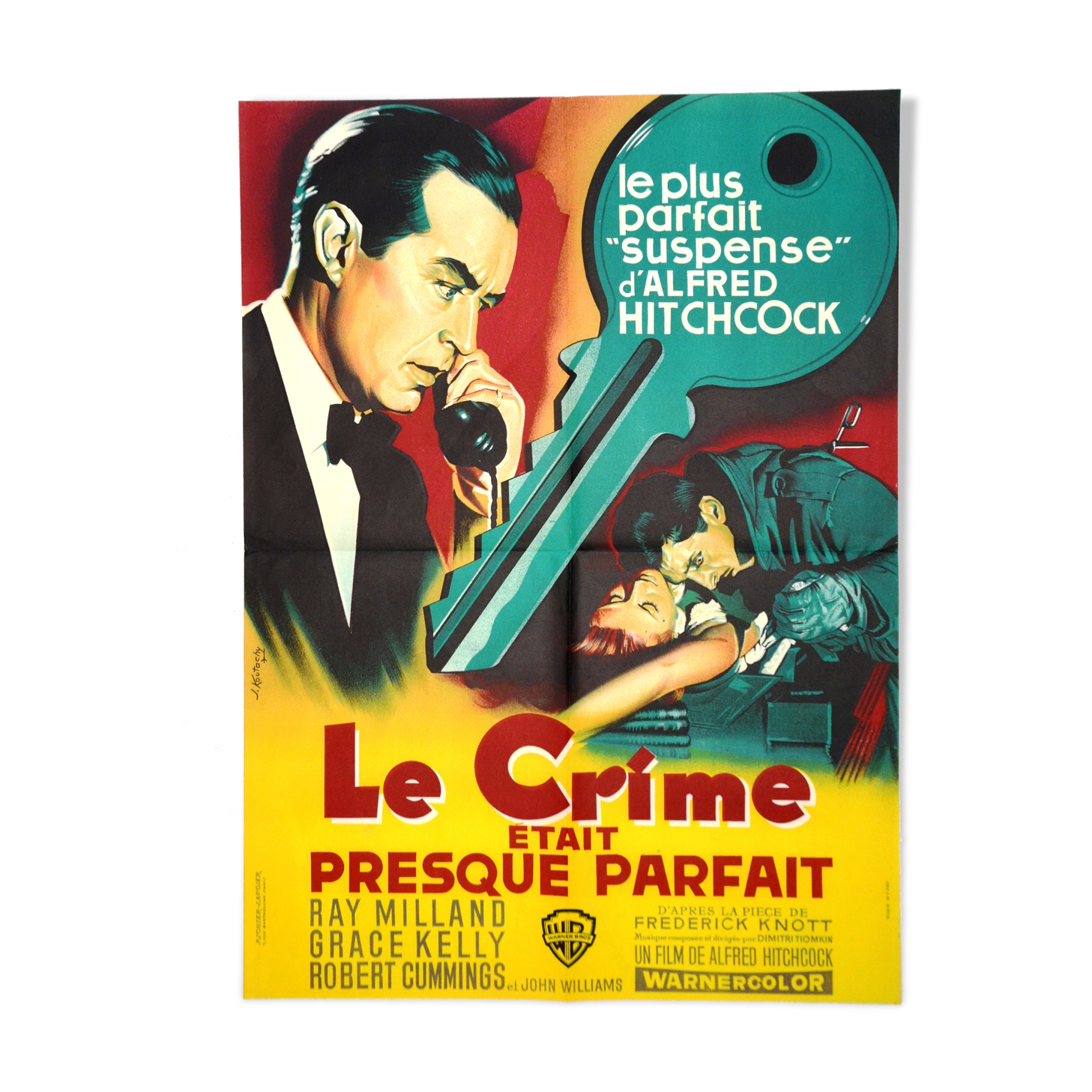 Original movie poster "LeCrime was almost perfect"1955 Hitchcock, kelly...