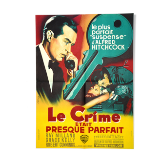 Affiche originale cinéma "LeCrime était presque parfait"1955 Hitchcock, kelly...