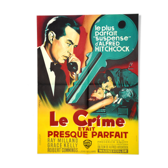 Original movie poster "LeCrime was almost perfect"1955 Hitchcock, kelly...