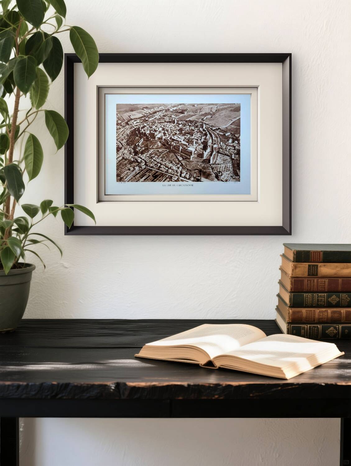 Carcassonne, Aude, vintage, photo plate printed in 1935.