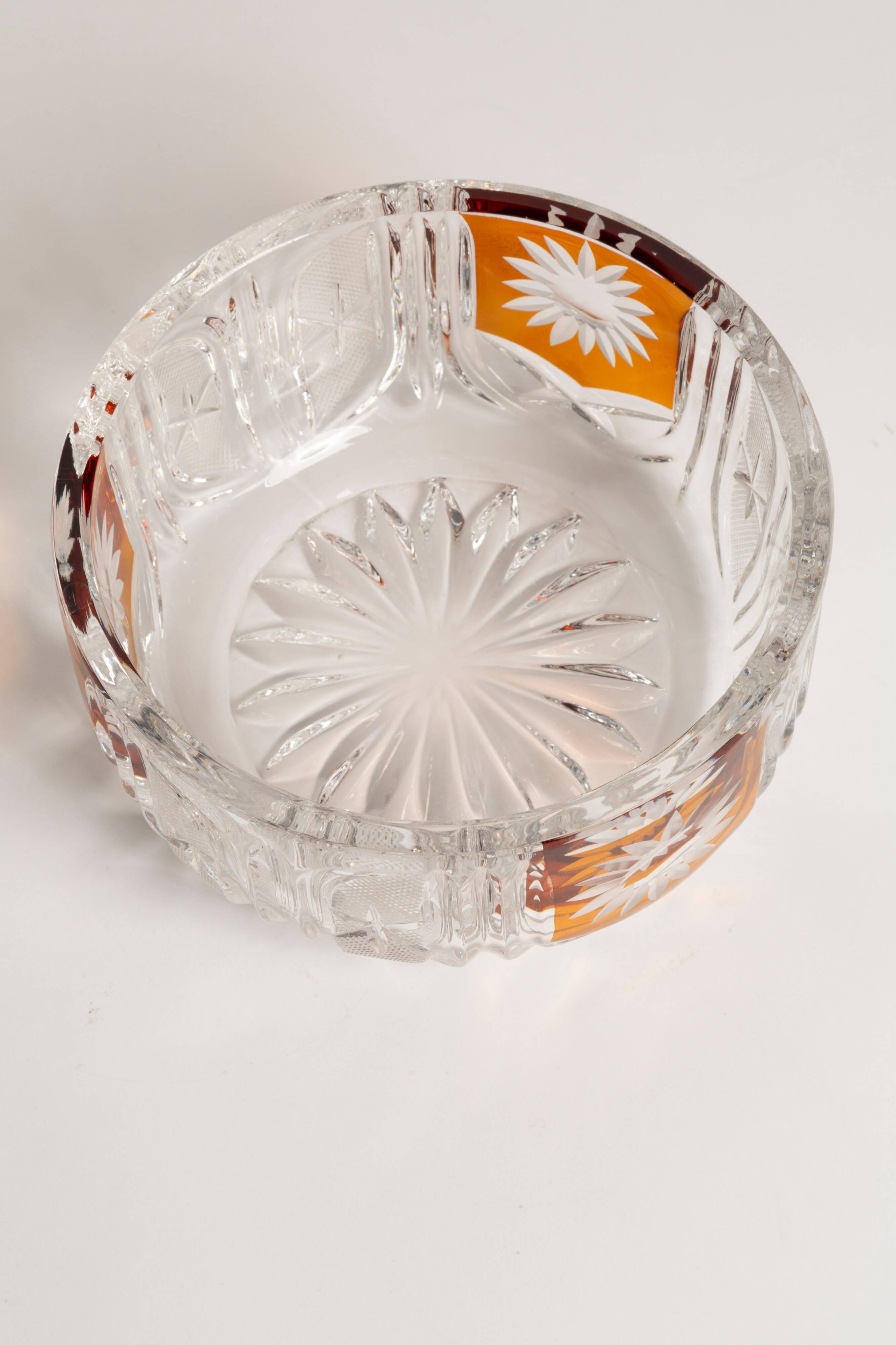 Vintage mid-century yellow crystal sugar bowl, Italy, 1960s.