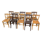 Set of 10 mismatched bistro chairs