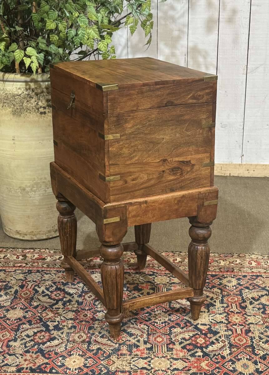 Teak bottle cabinet on legs in marine style
