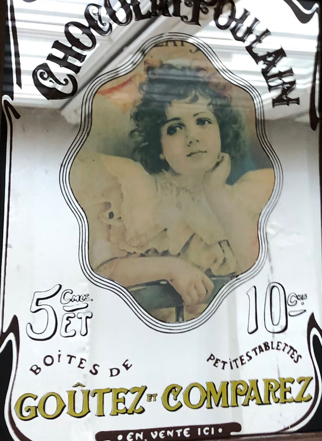 Miroir publicitaire chocolat Poulain vintage