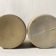 Set of 2 vintage mustard pots in brown glazed stoneware