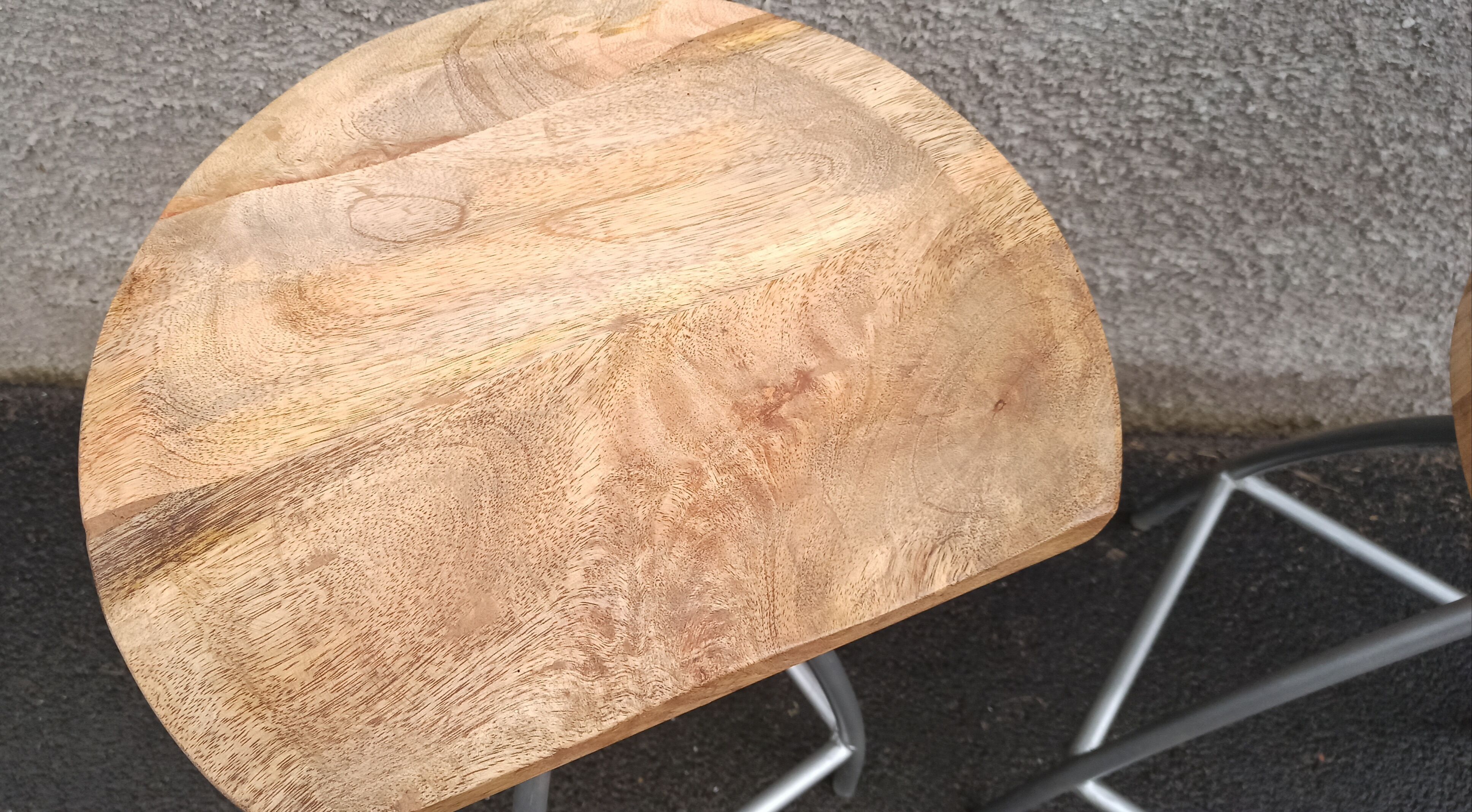 Set of 6 wooden stools with adjustable metal legs
