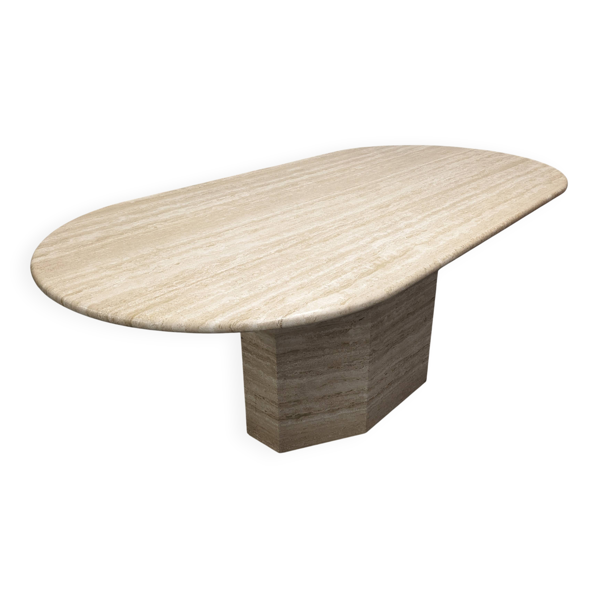 XL dining table in travertine, Italy circa 1970