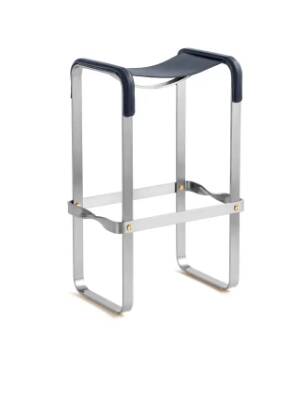Wanderlust pair of backless stools, navy blue and metal.