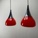 Pair of tulip-shaped glass pendants by Doria Leuchten 1970