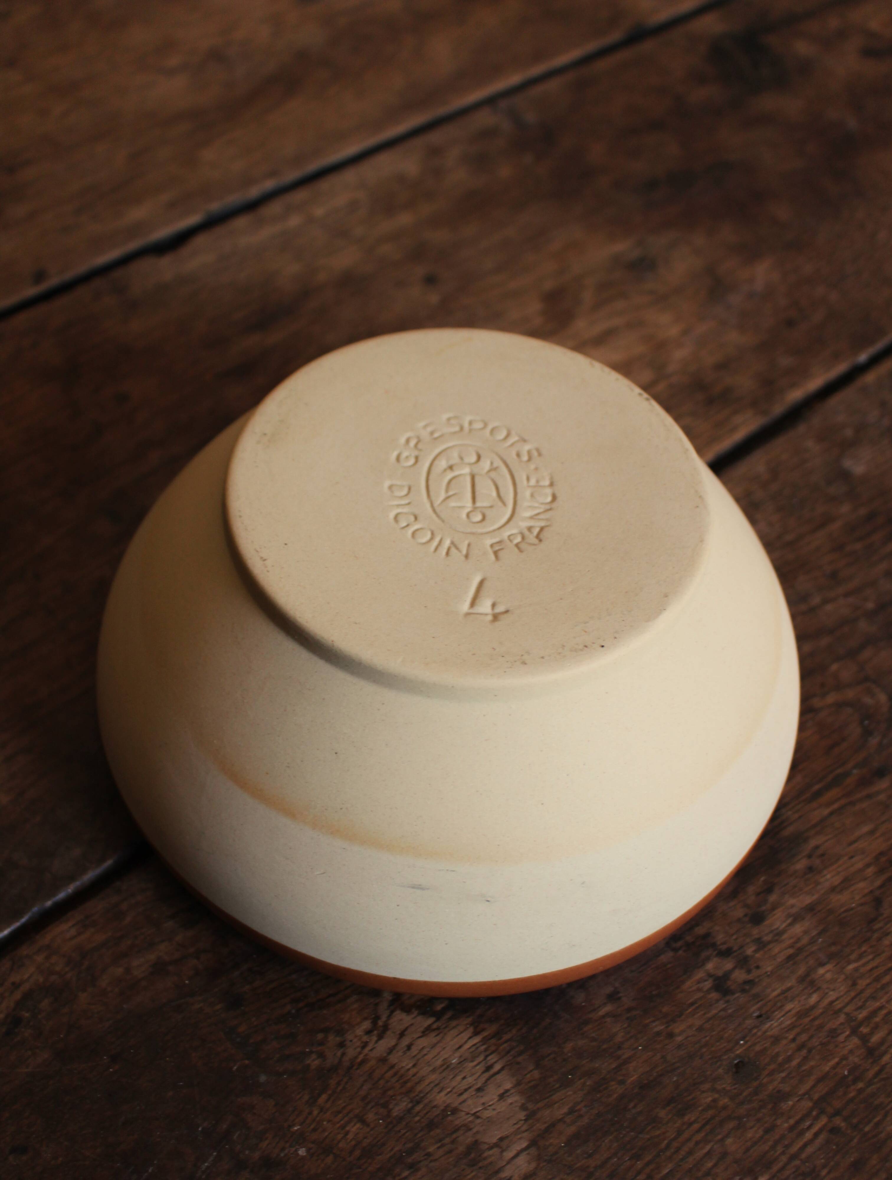 Vintage two-tone Digoin stoneware salad bowl