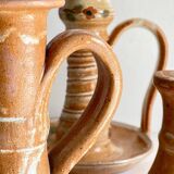 3 vintage handcrafted pottery candle holders