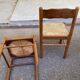 Set of 4 vintage chairs in solid wood and straw — Brutalist / rustic style