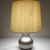 Vintage Pewter and Silk Desk Table Lamp Germany 1960 Minimalist Design