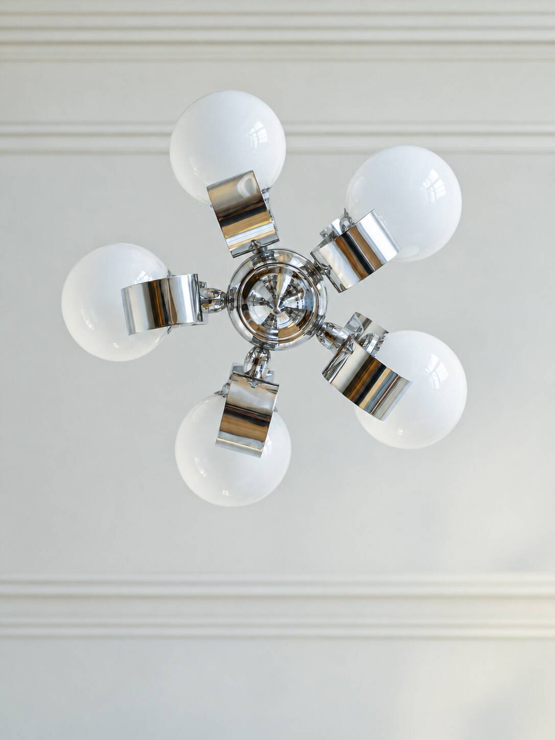 Vintage Space Age chrome chandelier, 1970s