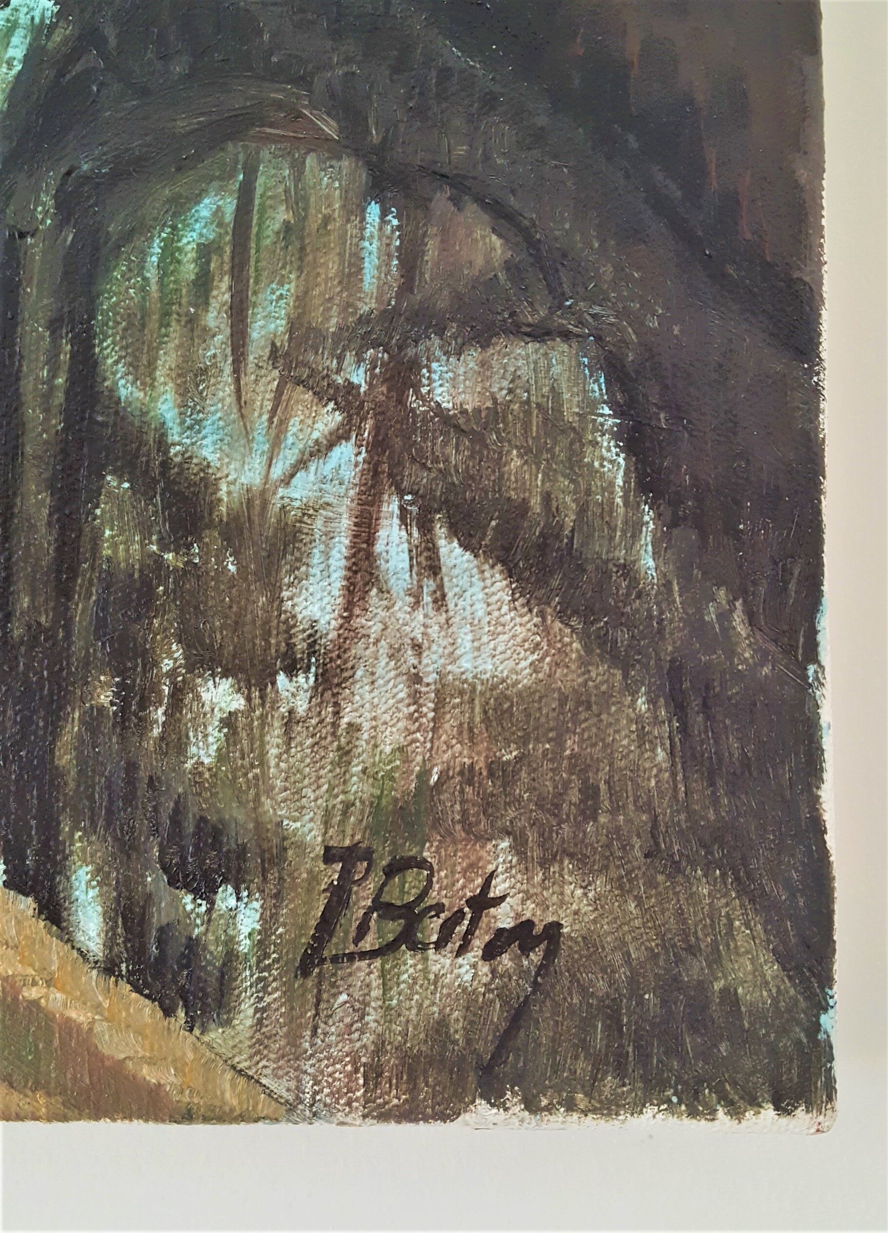 "The Little Bridge," oil on canvas by P. Berton
