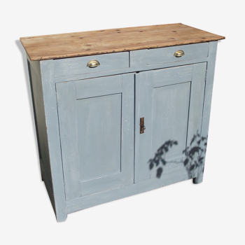 Parisian buffet in solid fir mid 20th painted bluish gray