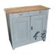 Parisian buffet in solid fir mid 20th painted bluish gray