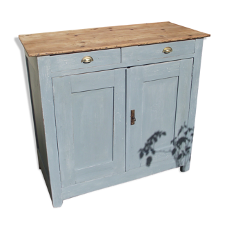 Parisian buffet in solid fir mid 20th painted bluish gray