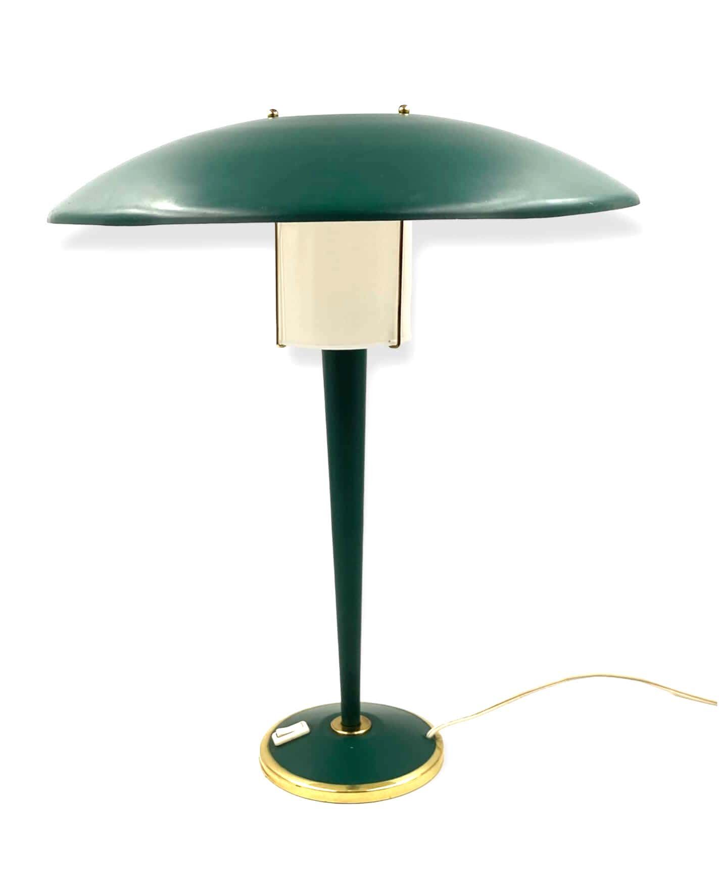 Modernist petrol green table lamp, France 1960s