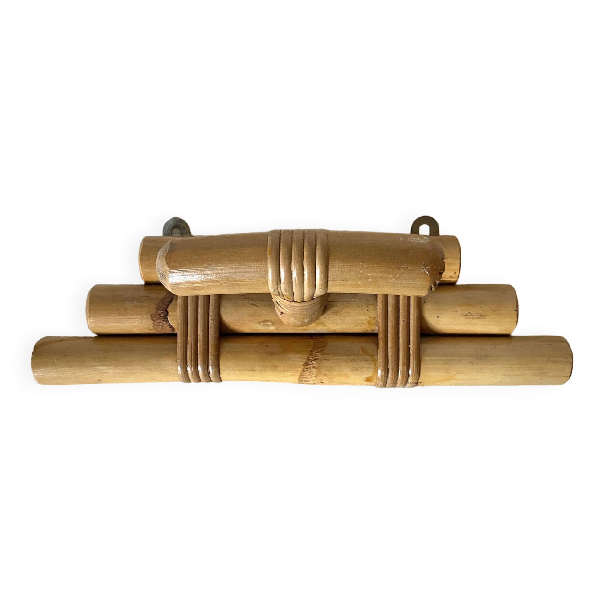 Vintage rattan coat rack a hook