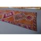 1970s Turkish Handmade Orange Diamond Wool Runner Rug 87x325