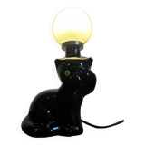 Cat lamp with opaline globe from the 80s