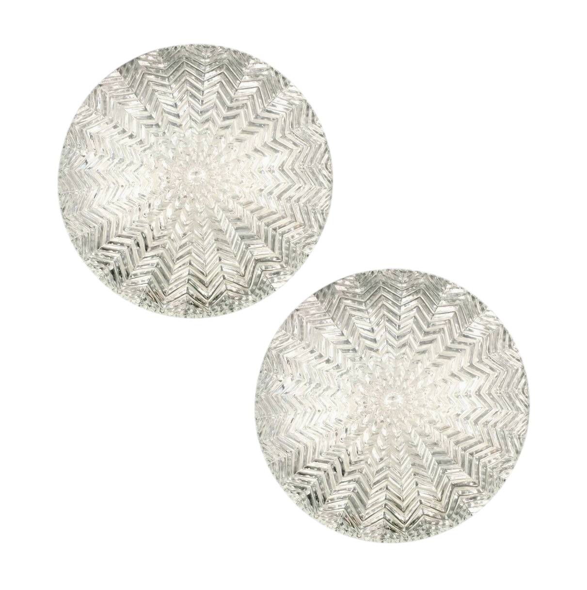 Paire de plafonniers en verre transparent géométrique de Limburg, Allemagne, années 1970.