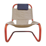 Vintage Swedish steel tubular lounge chair 1980