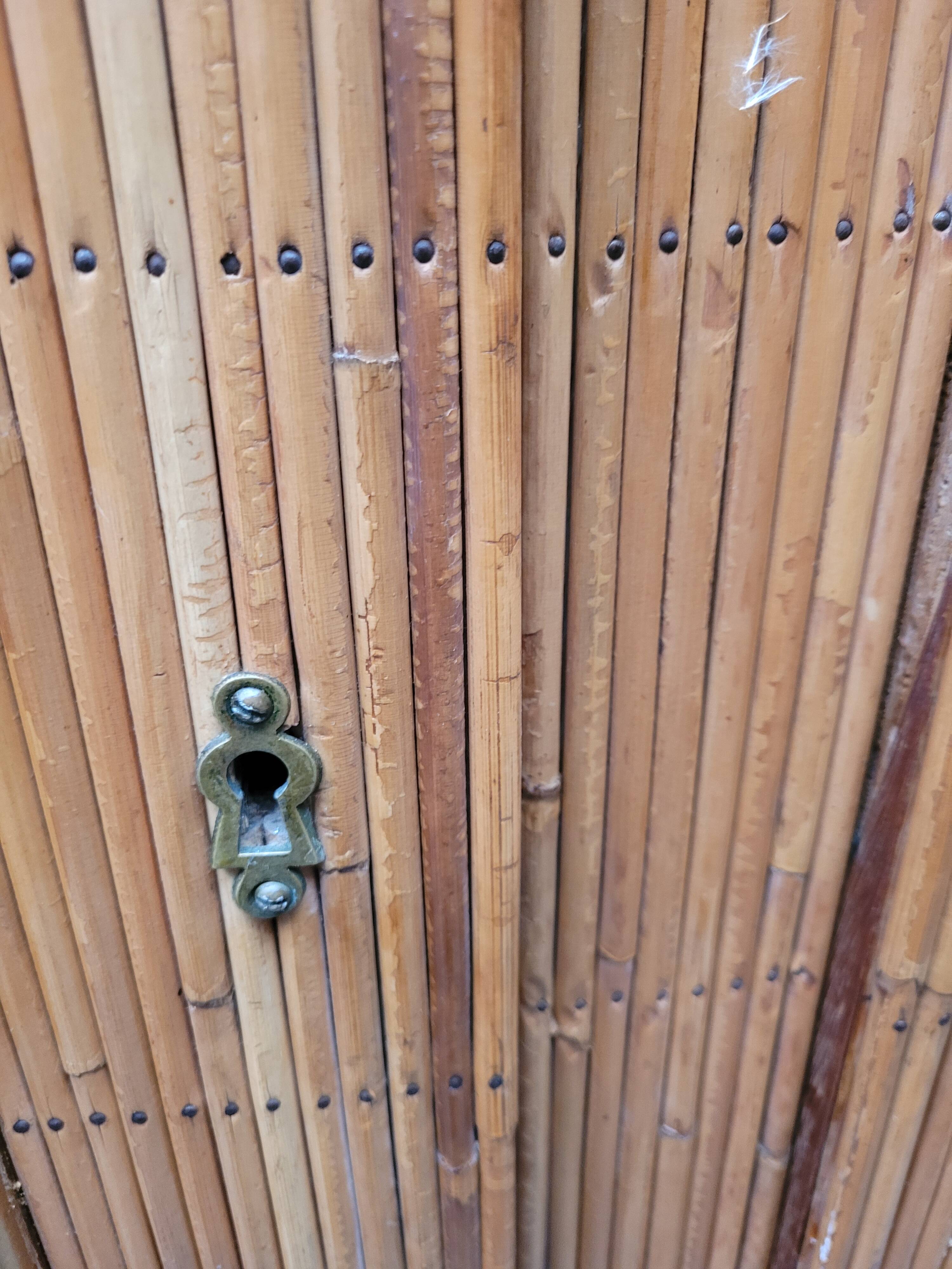 Vintage 1960s split bamboo and rattan wardrobe