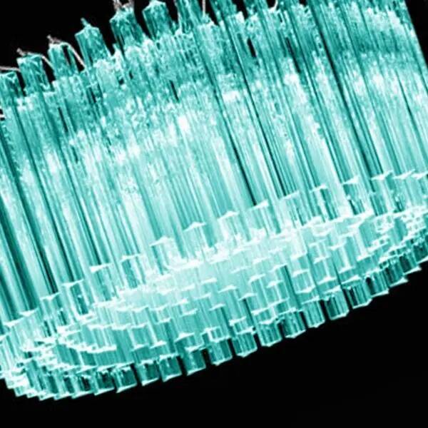 Mid-Century Modern Italian Light Blue Triedro "Concava" Chandelier