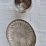 Silver cockerel with saucer