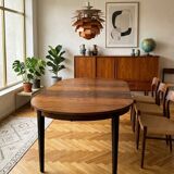 Scandinavian extendable table in rosewood from the 1960s, with 2 extensions.