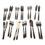 Service à poisson vintage 24 pièces avec coffret toile de Jouy – métal