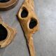 Set de 4 miroirs organiques brutalistes en bois années 50