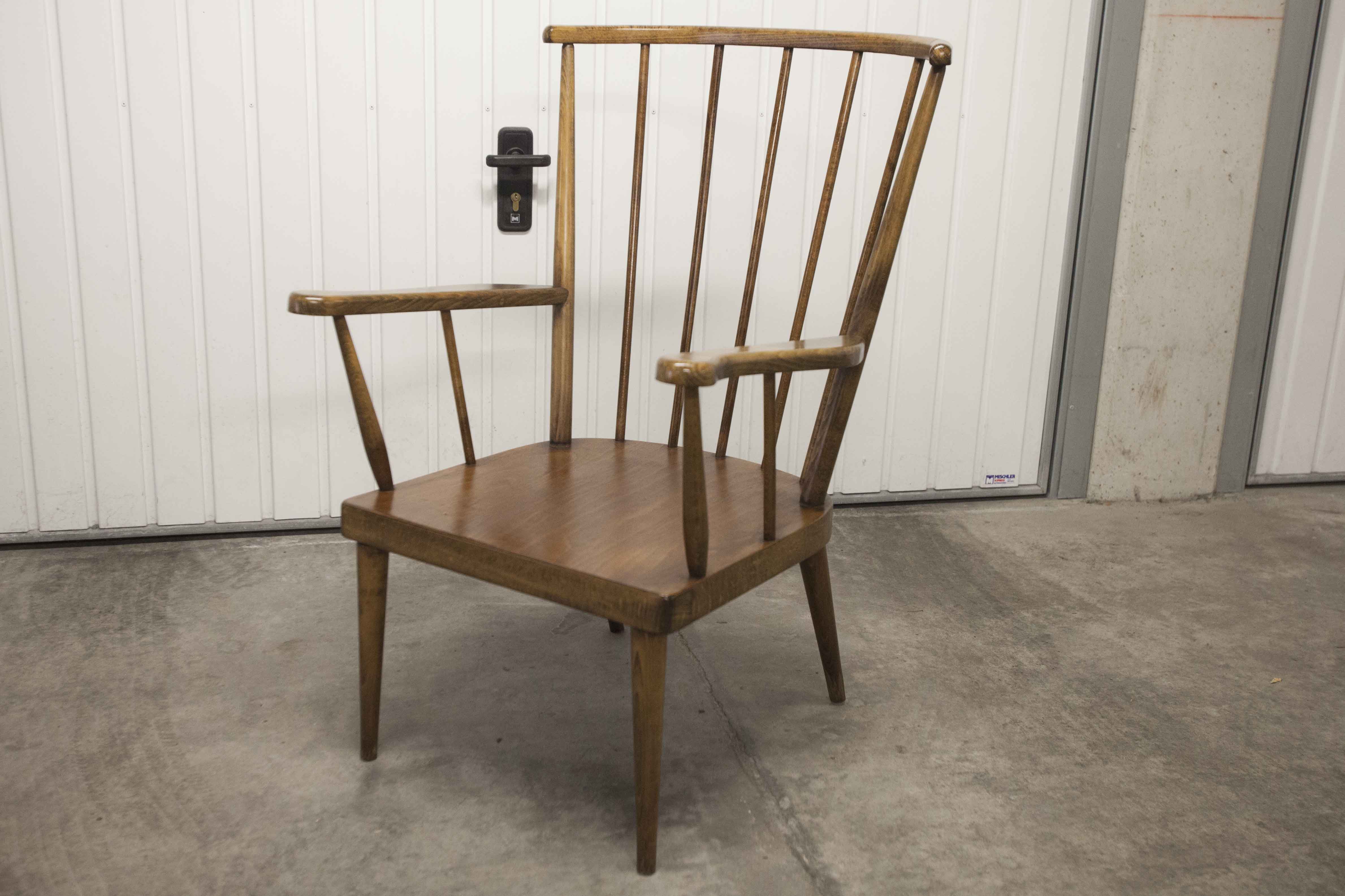 Fauteuil Baumann modèle éventail 1970 bois courbé