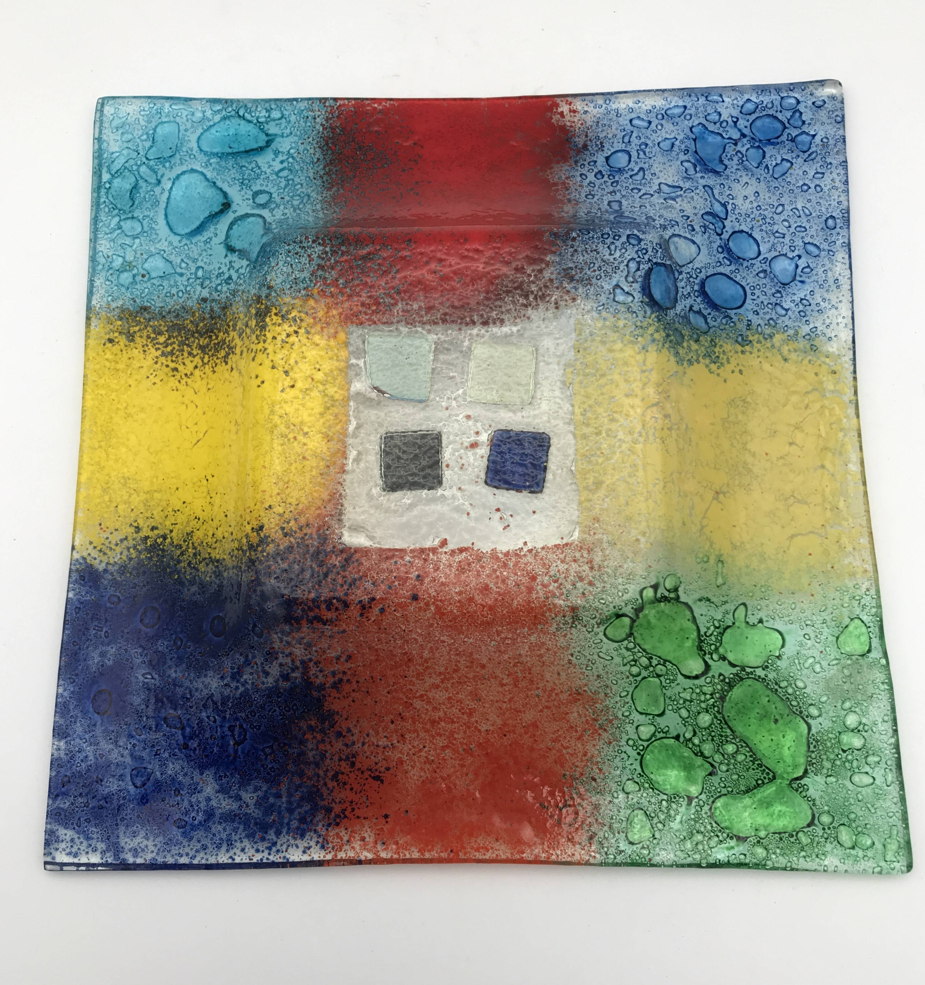 Murano art glass pocket tray, color blocks