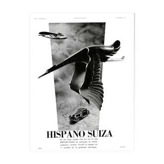 Vintage poster 30s Hispano Suiza Auto