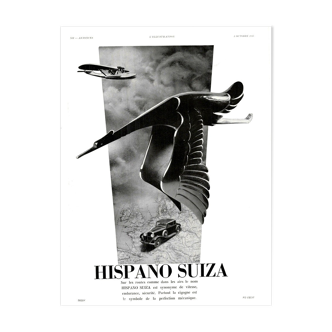 Affiche vintage années 30 Hispano Suiza Auto