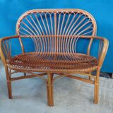 Rattan bench 80s