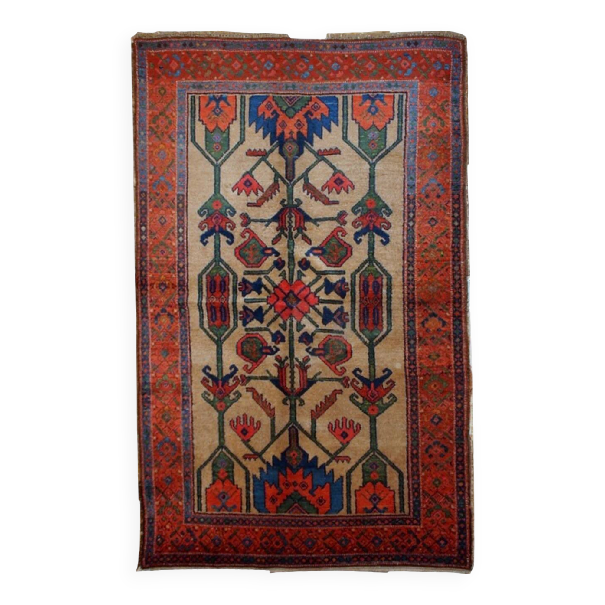 Handmade antique Persian Kurdish rug 122cm x 183cm 1900s